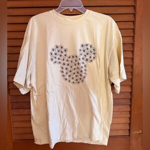 H&M Oversized Disney Tee with Floral Mickey Design
